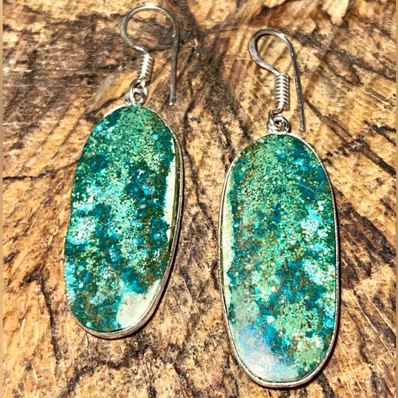 Chrysocolla Earrings 2” - Picture 3 of 8